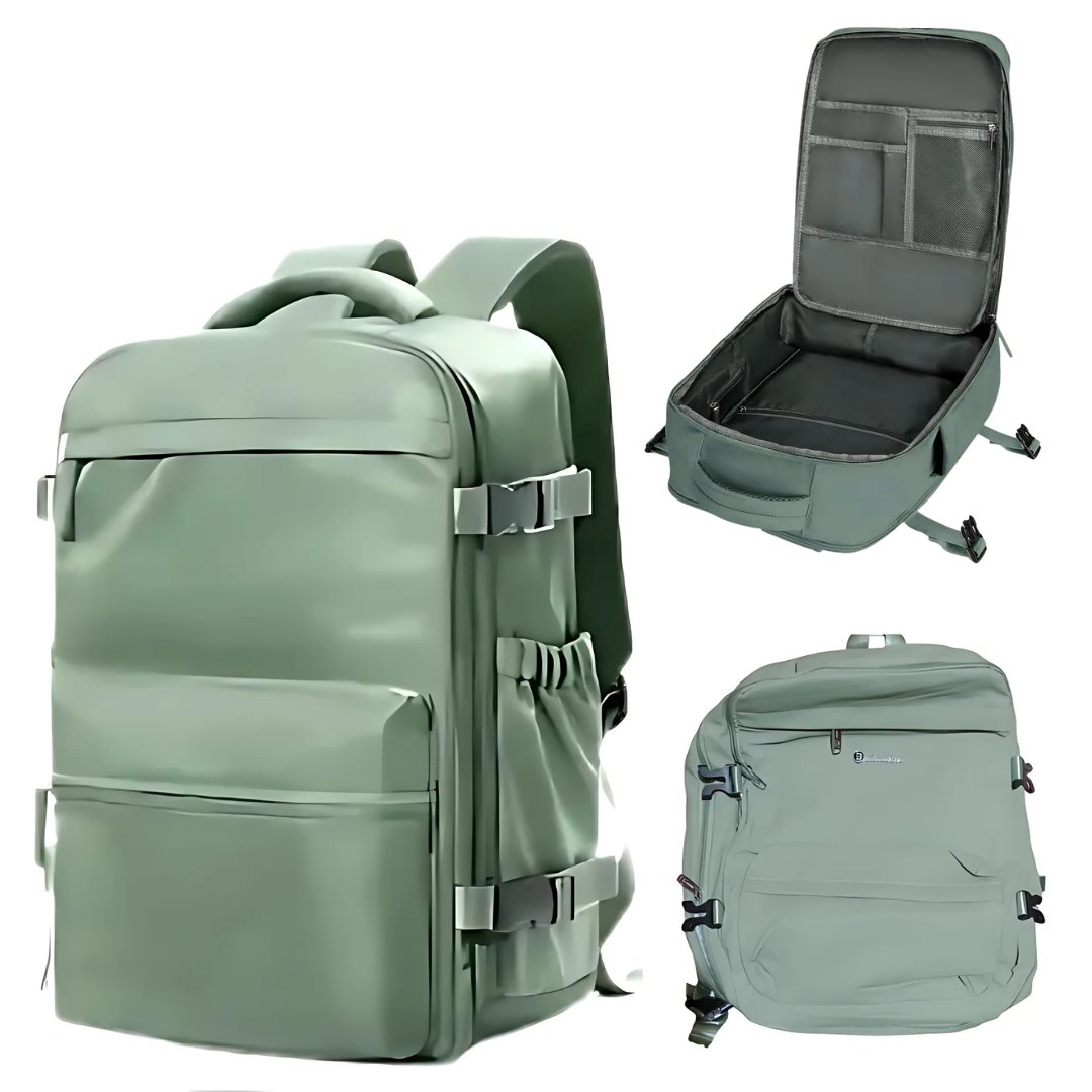 Mochila de Viaje de mano Carry On Shuerbei de Cuero Verde 3070