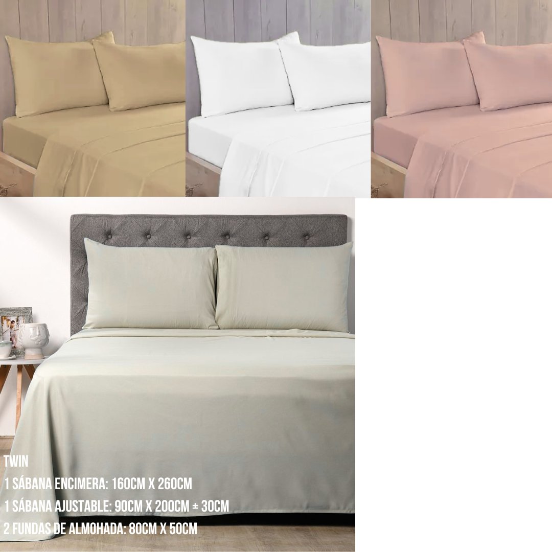 Juego de Sabanas Colores Lisos Tamaño TWIN OR-EBN018