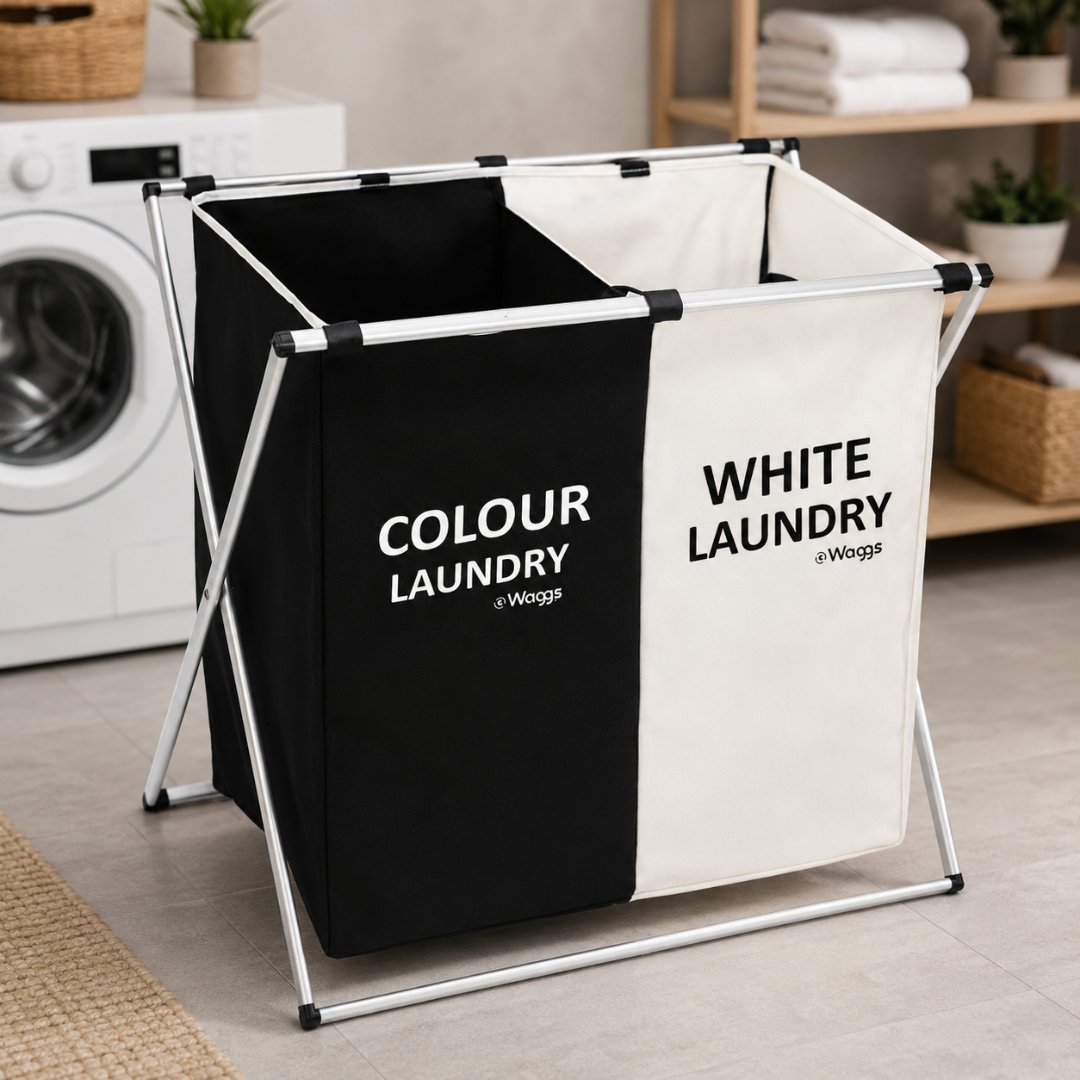 Canasto Para Ropa Negro y Blanco WAGGS CANA1076