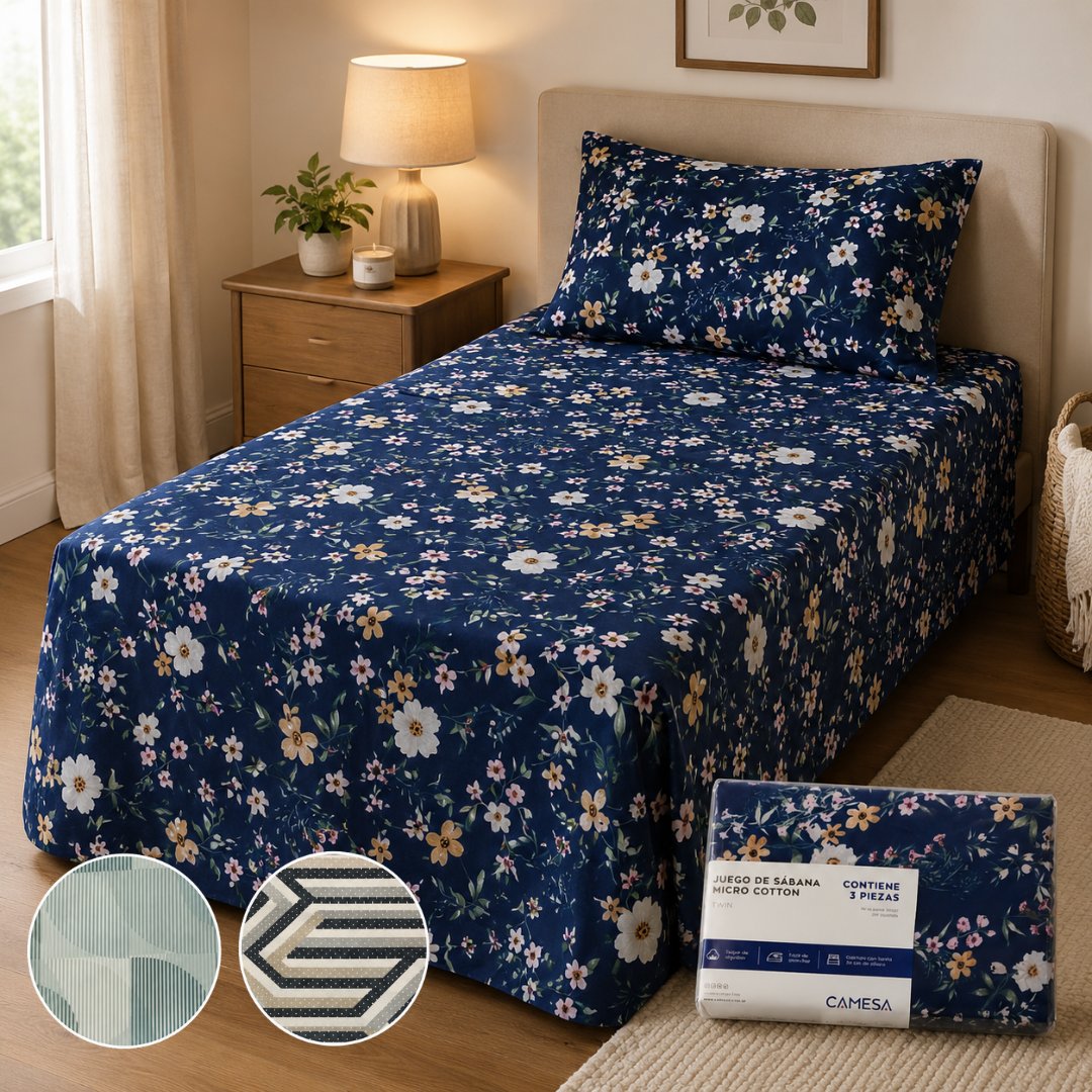 Juego de Sabana Micro Cotton 3 Piezas TWIN CAMESA