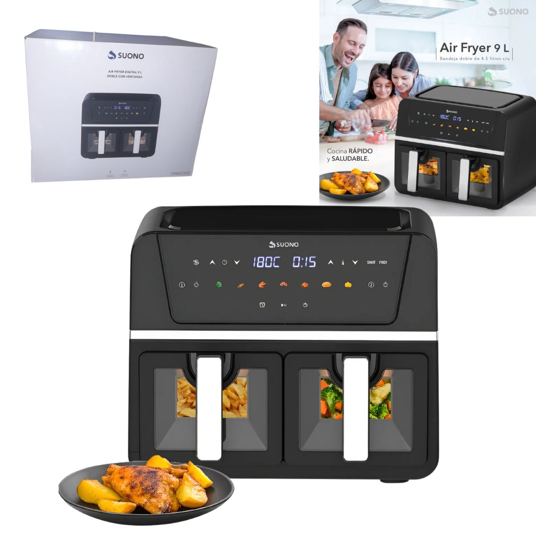 Freidora De Aire Suono Doble Ventana 9 Lts Airfryer 1700W – SUONO