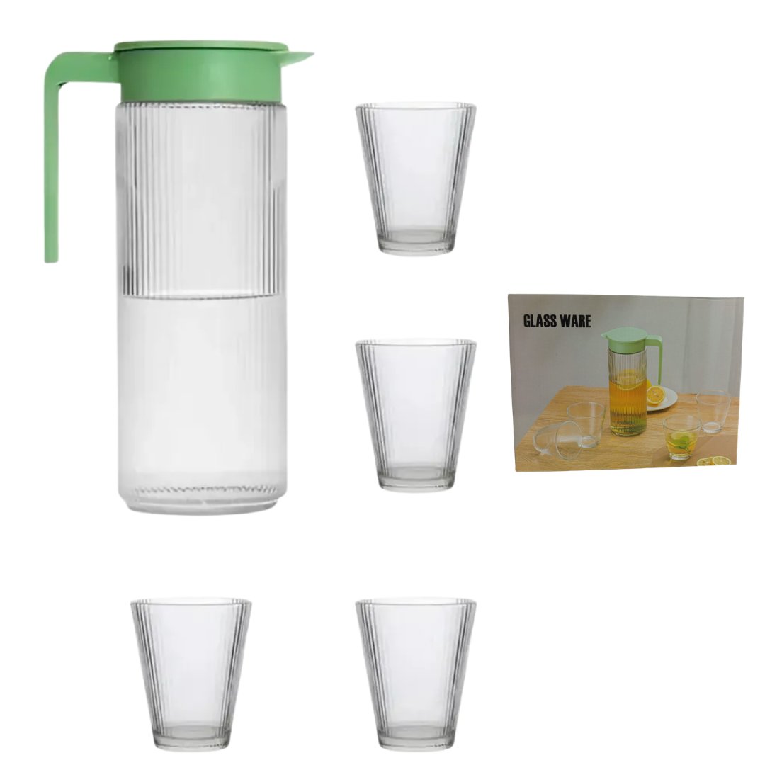 JARRA de VIDRIO con 4 vasos GLASS WARE JK-4193