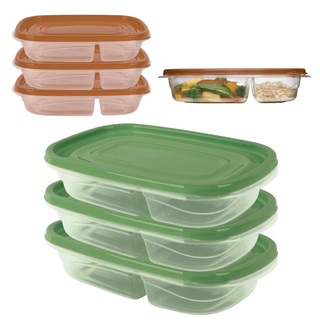 Set de Tuppers de Plastico x3Pcs Con Divisores 22-43