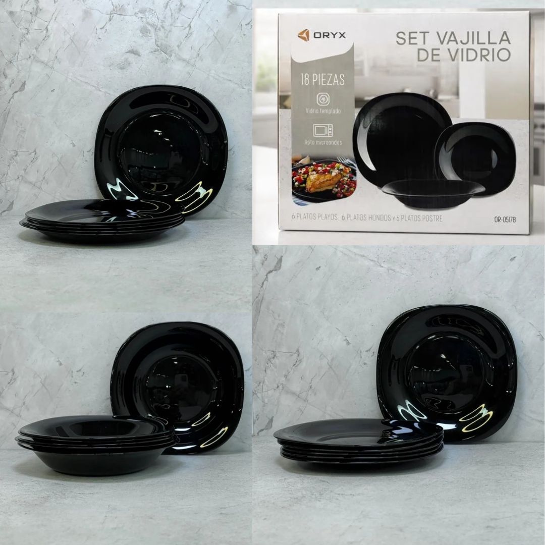 SET DE VAJILLA ORYX X18PCS NEGRO OR-0517B