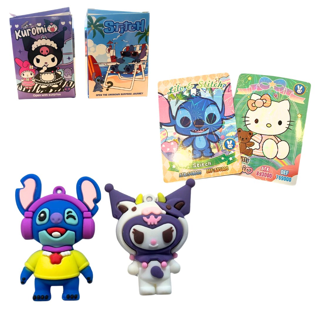 Llaveros Kuromi Stitch con cartas holográficas 888-03/04