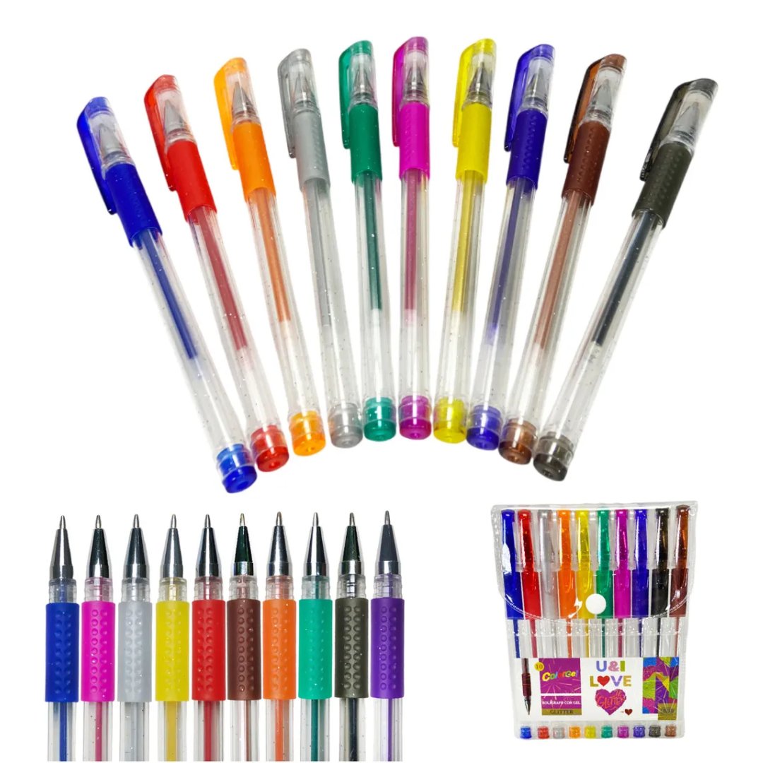 LAPICERAS DE COLORES COLORGEL glitter X10U