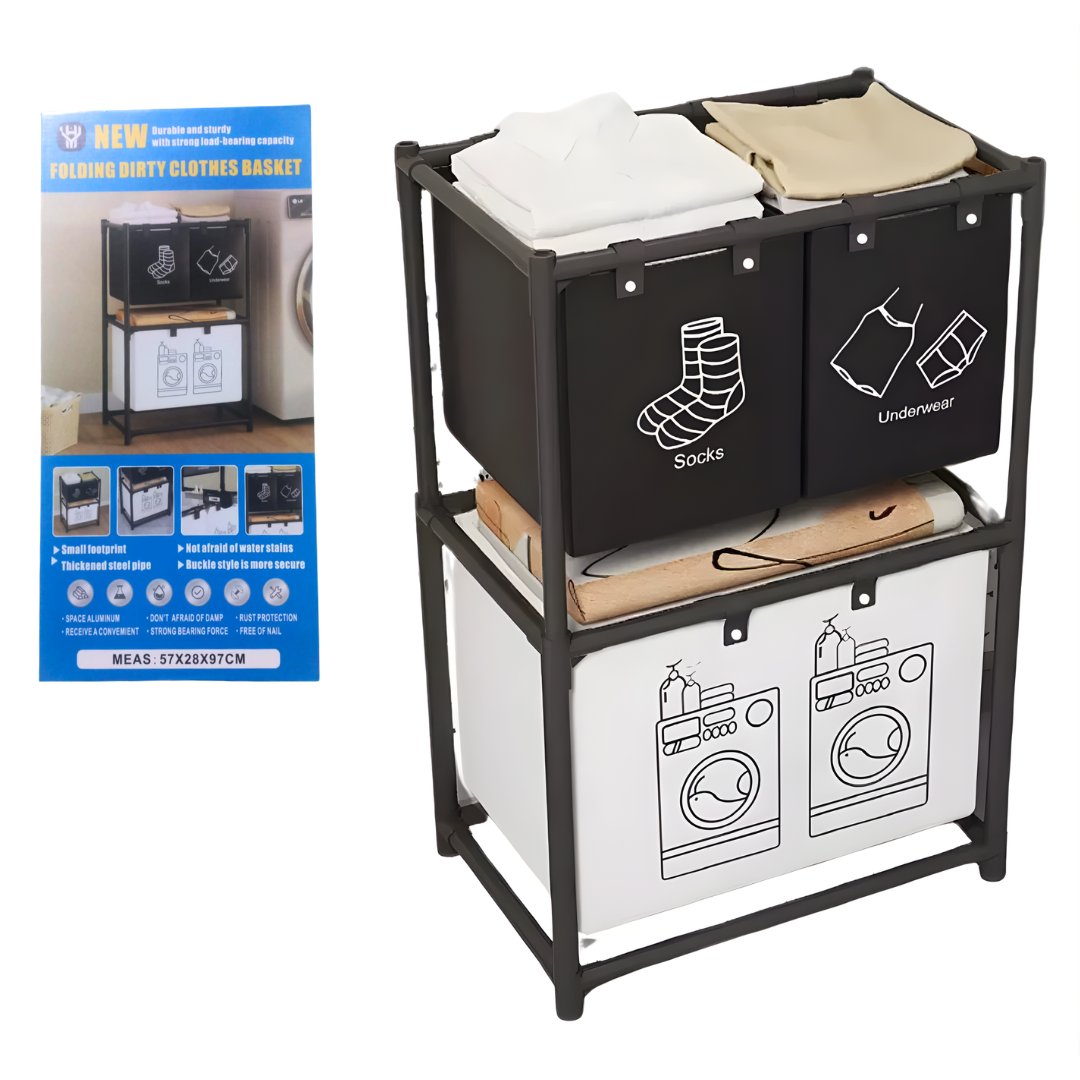 Cesto Organizador De Ropa Lavanderia 2 Niveles FOLDING DIRTY YH6902
