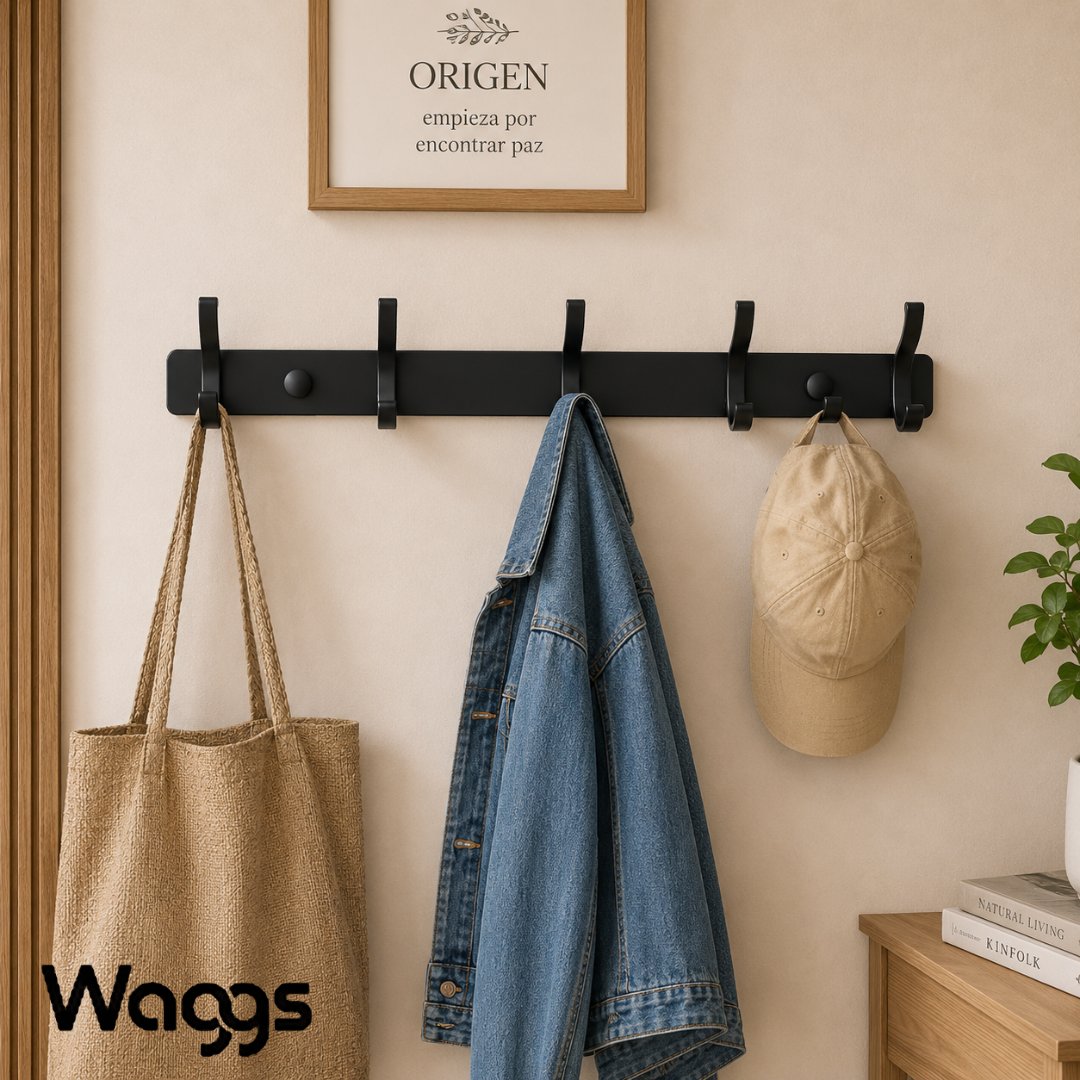 Perchero de Pared 5 Ganchos WAGGS PERE06 color negro