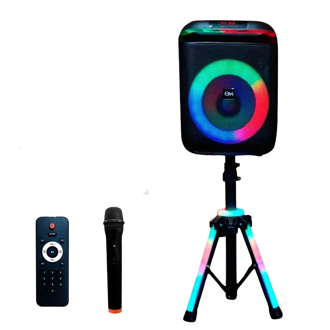 Parlante Bluetooth Extra Bass 8,5″ Pulgadas con Tripode RGB Ritmico OM BOOMING