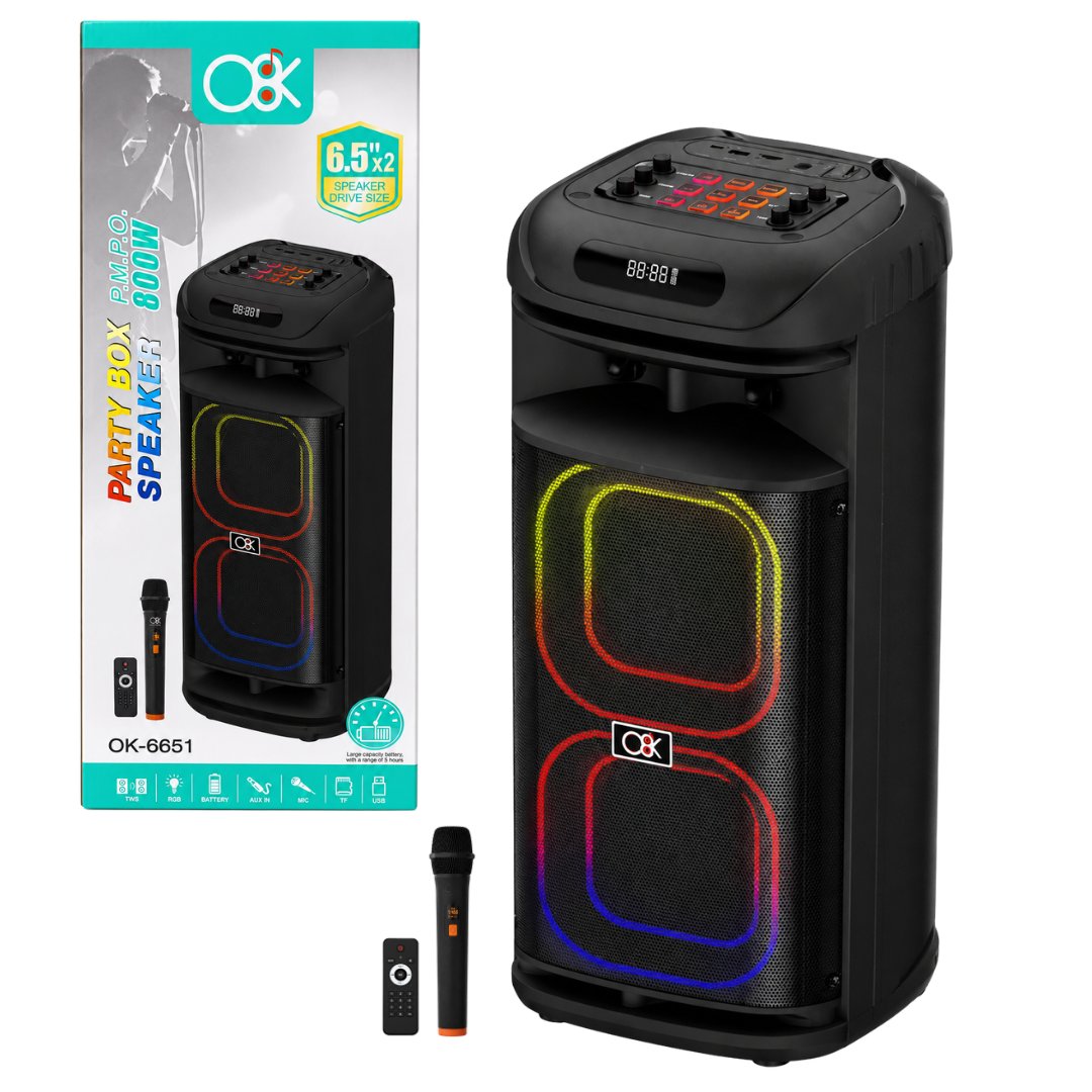 Parlante Bluetooth 2×6.5″ Pulgadas 800W PARTY BOX 6651