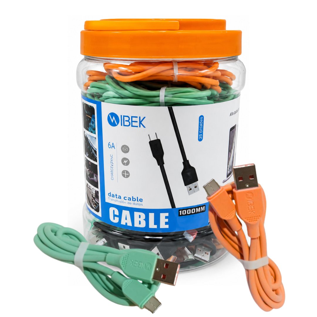 Frasco de Cables USB a USB-C x35 Unid IBEK CB-2611